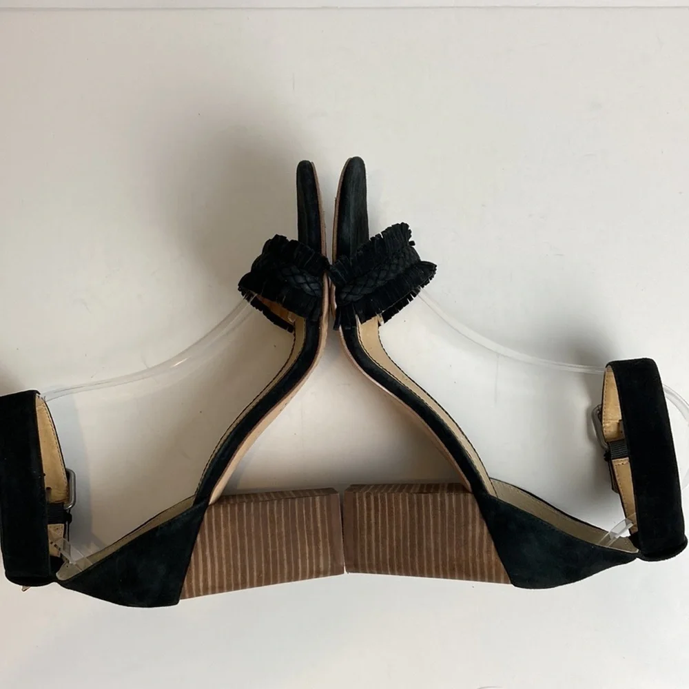 SPLENDID Black Suede Jakey Ankle Strap Block Heel Sandals 10 sexy party cocktail